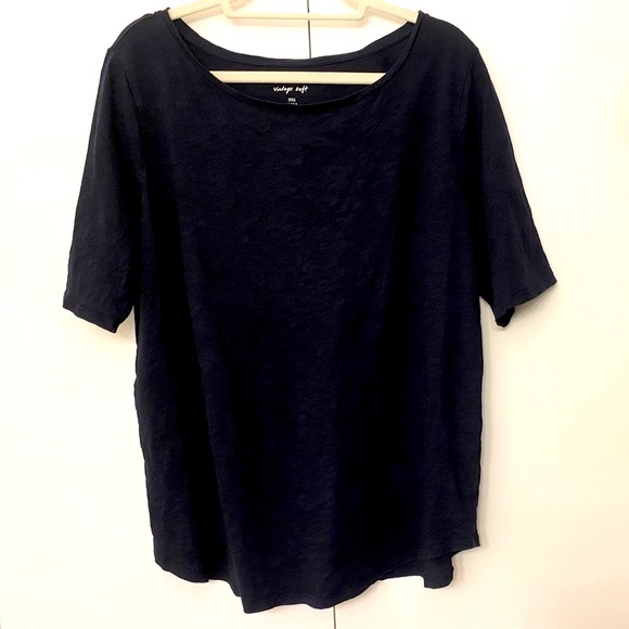 LOFT Vintage Soft Cotton Short Sleeve T Shirt, Navy Blue, size XXL - Picture 2 of 13